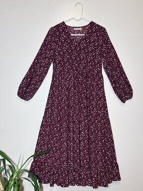 80% OFF! Glamorous Maroon Ditsy Floral Print Maxi Dress - xs